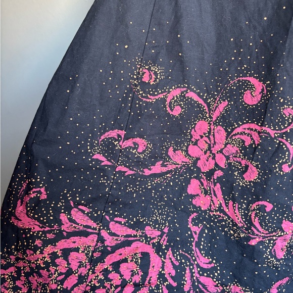 Le Chateau Black Midi Dress with Pink Floral Accents - Picture 3 of 4